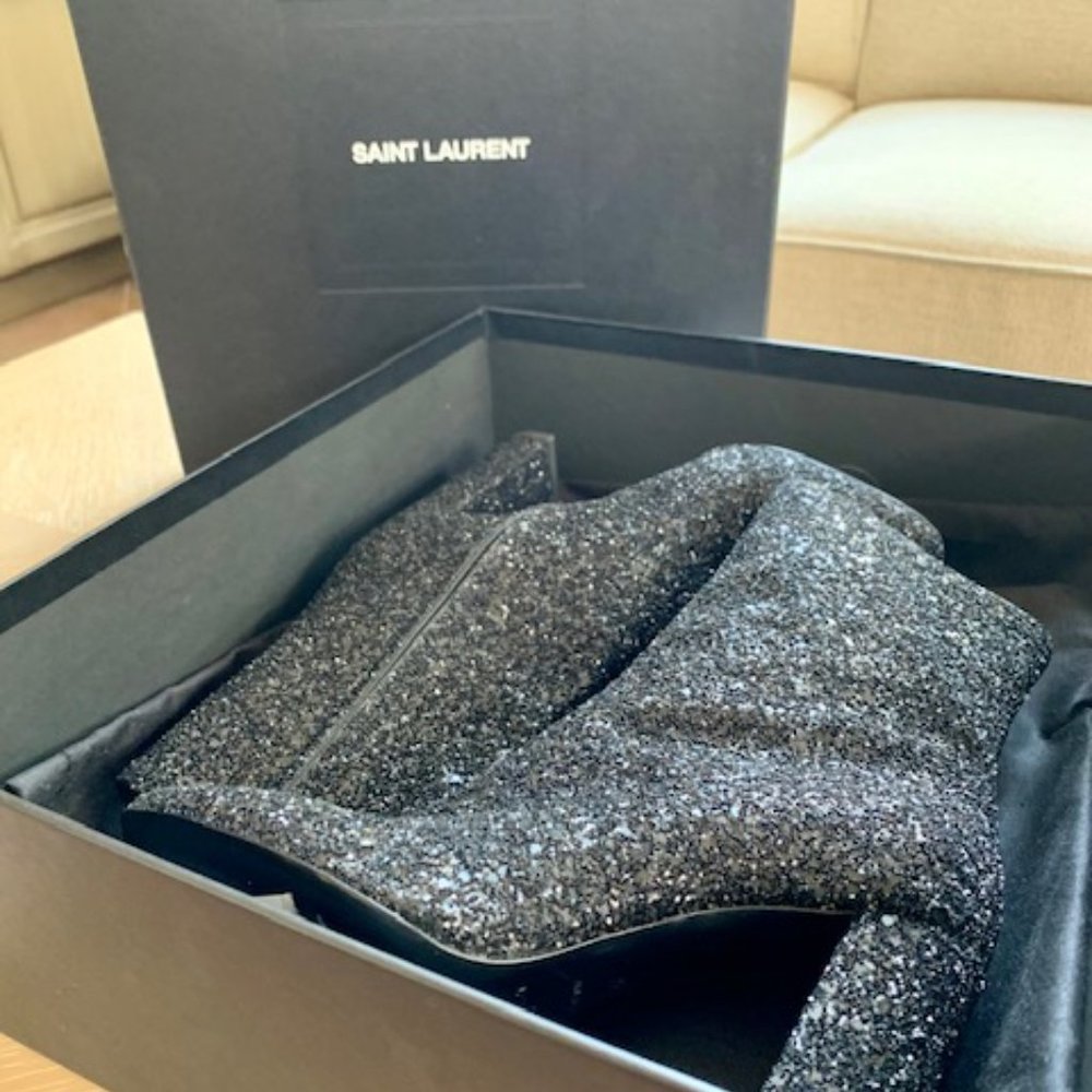 Saint Laurent Sparkled Black Booties 6M